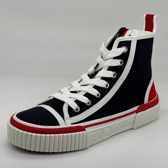 Christian Louboutin PEDRO DONNA FLAT High Hi Top Canvas Sneakers Shoes - Picture 4 of 13